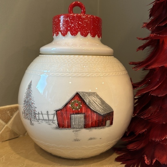 ⛄️Country Winter Scene Canister & Matching Serving Plate - Picture 2 of 10